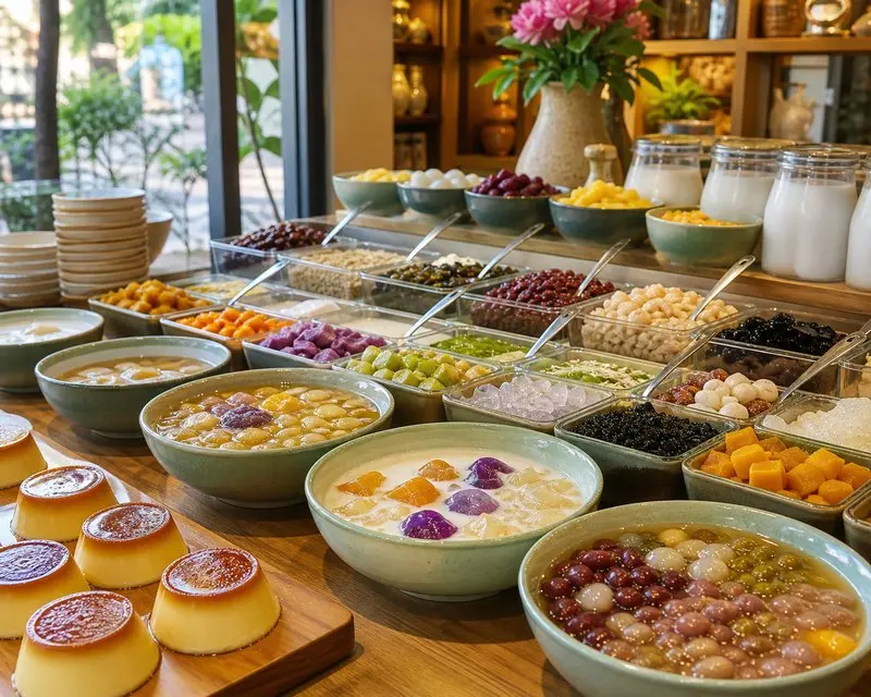 Chè Thảo Uyên Bảo Lộc: Quầy topping phong phú, nước cốt dừa béo thơm