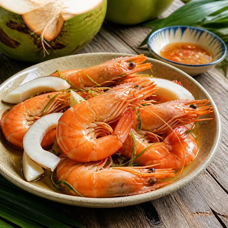 Tôm luộc nước dừa