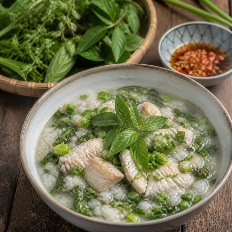 Cháo cá lóc rau đắng Bến Tre