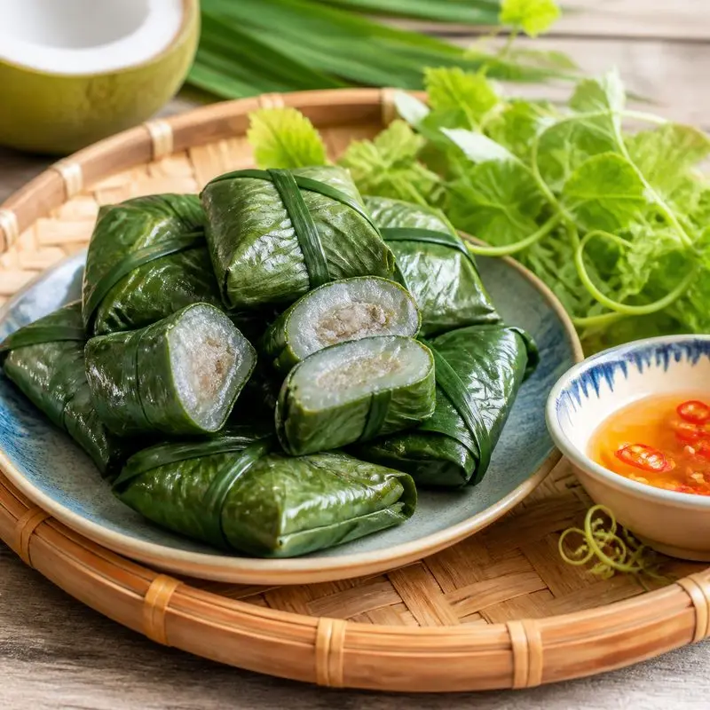 Bánh lá rau mơ xứ dừa