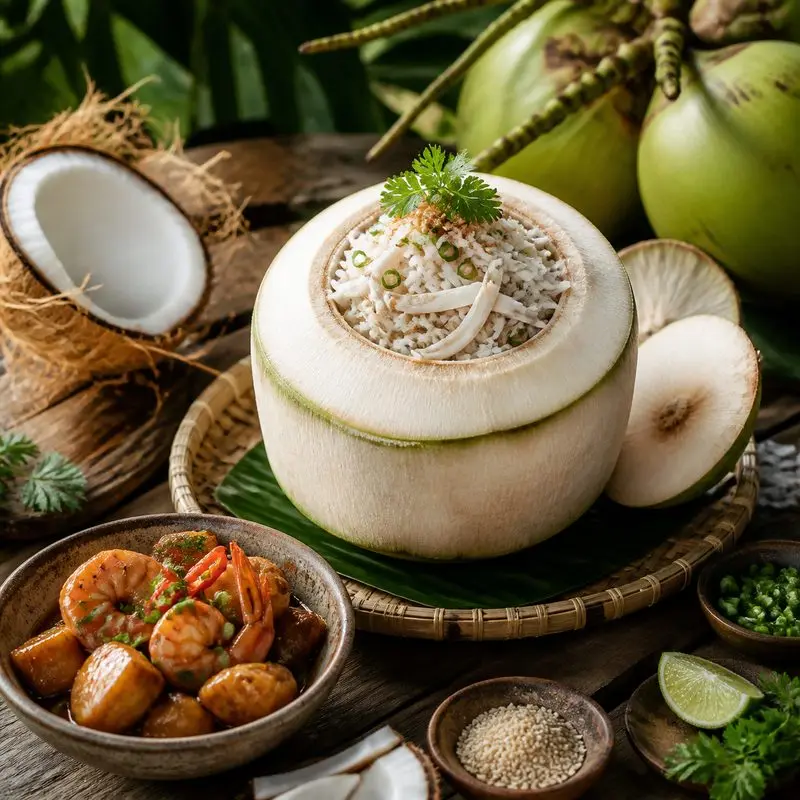 Cơm dừa Bến Tre và nét tinh tế trong món ăn xứ dừa