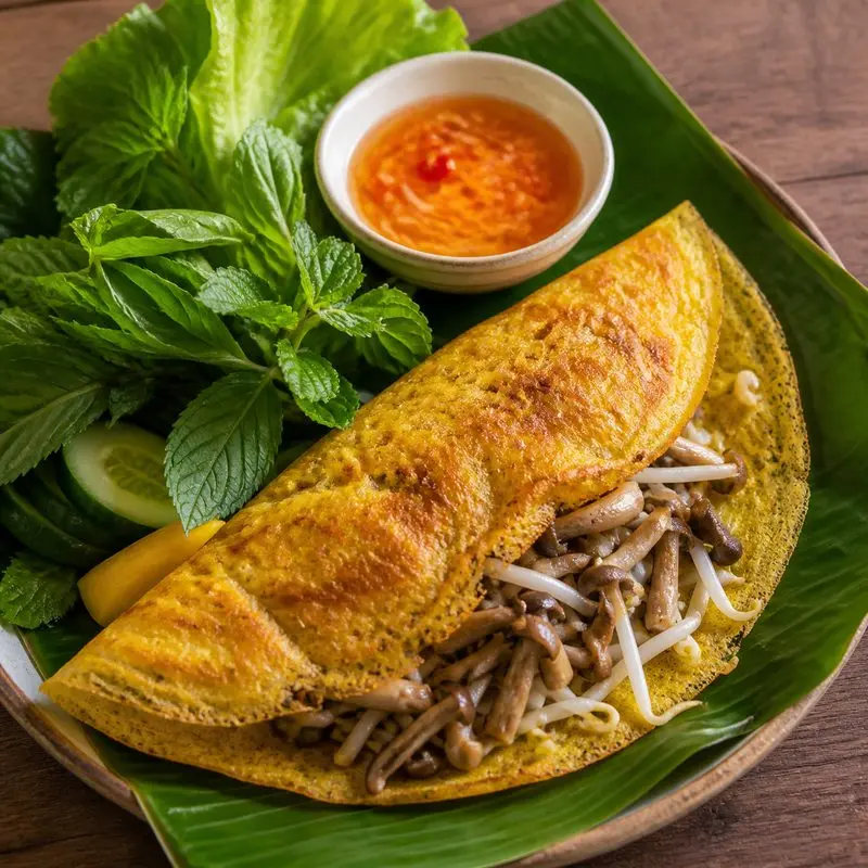 Bánh xèo nhân nấm mối