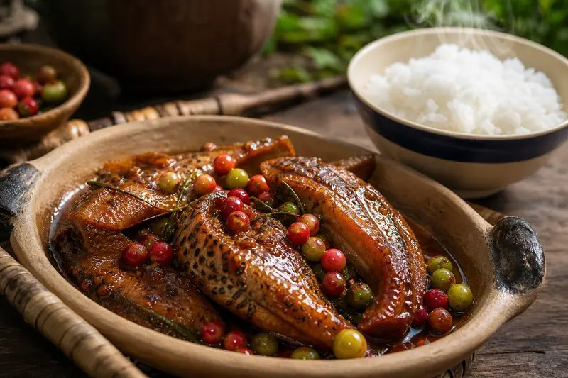 Cá nâu kho trái giác: Món quê chua thanh đáng thử ở Cà Mau