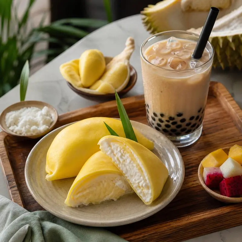 Durian Crepe & bubble Tea