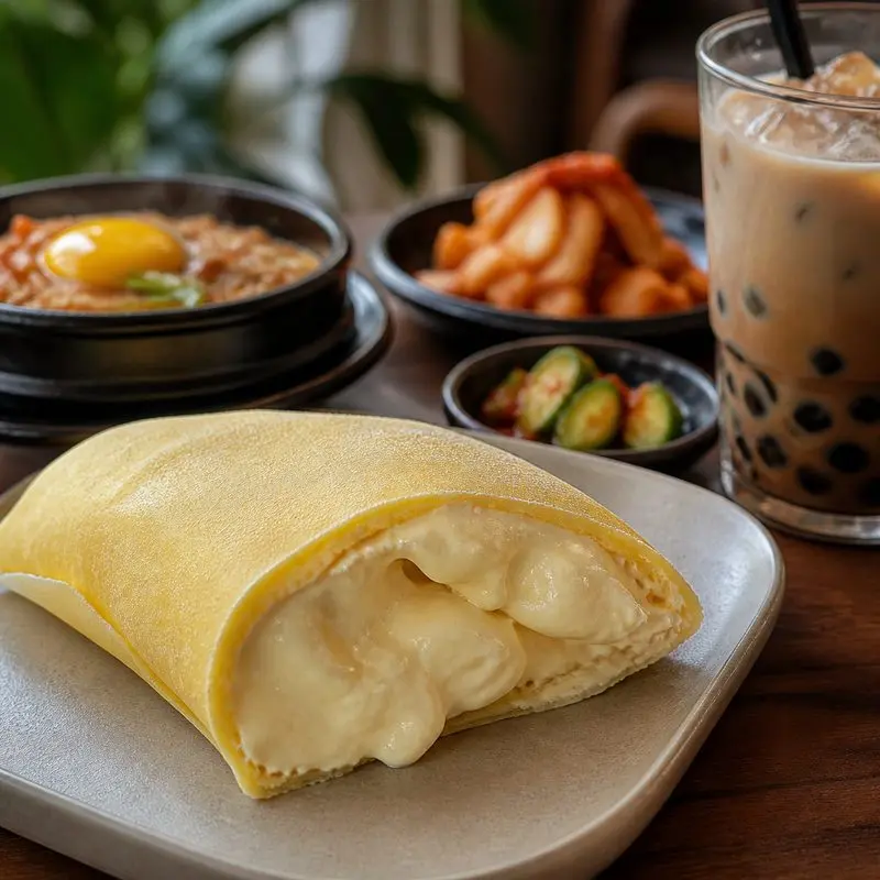 Durian Crepe & bubble Tea