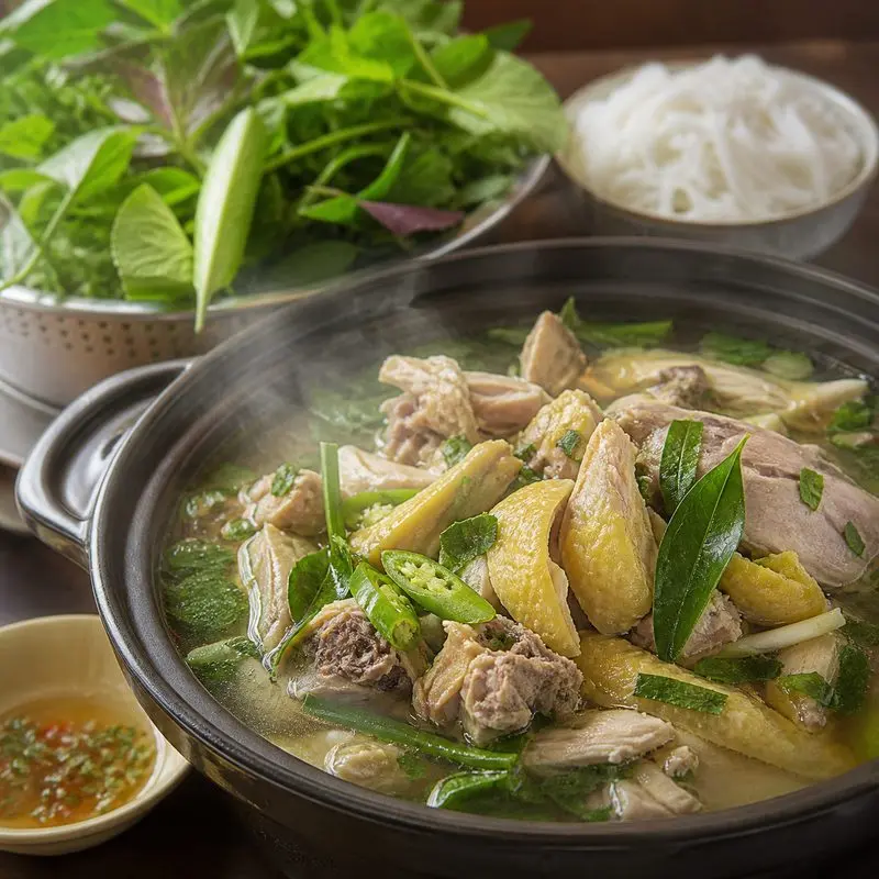Lẩu gà lá é Thương Linh