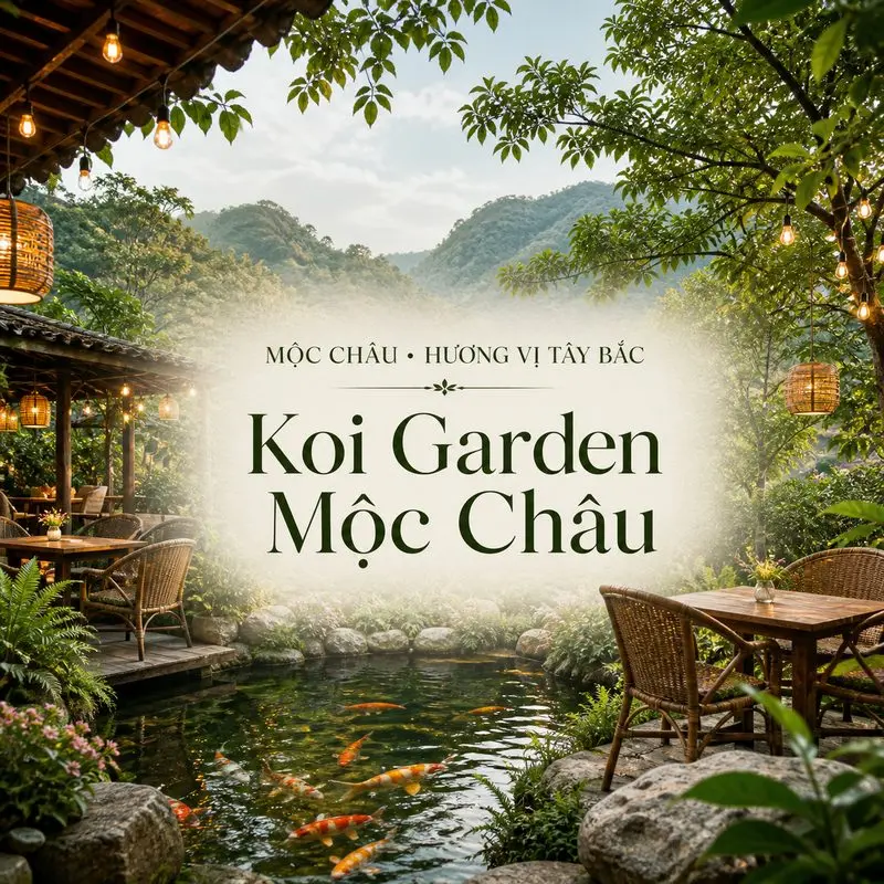 Ghé Koi Garden Mộc Châu, thư giãn giữa sắc xanh và hồ cá