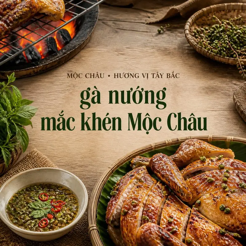 Gà nướng mắc khén Mộc Châu, đậm vị bếp than Tây Bắc