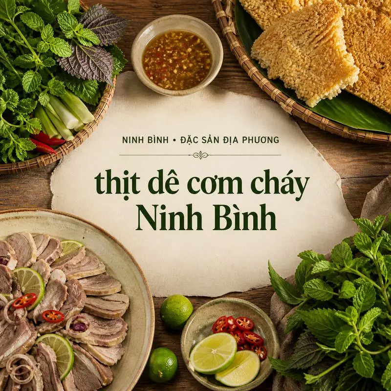 Khám phá hương vị thịt dê ăn cùng cơm cháy Ninh Bình