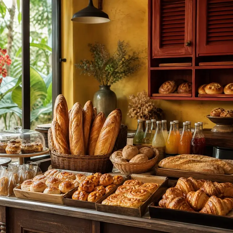 Tiệm bánh Cối Xay Gió Đà Lạt: tường vàng và menu bánh