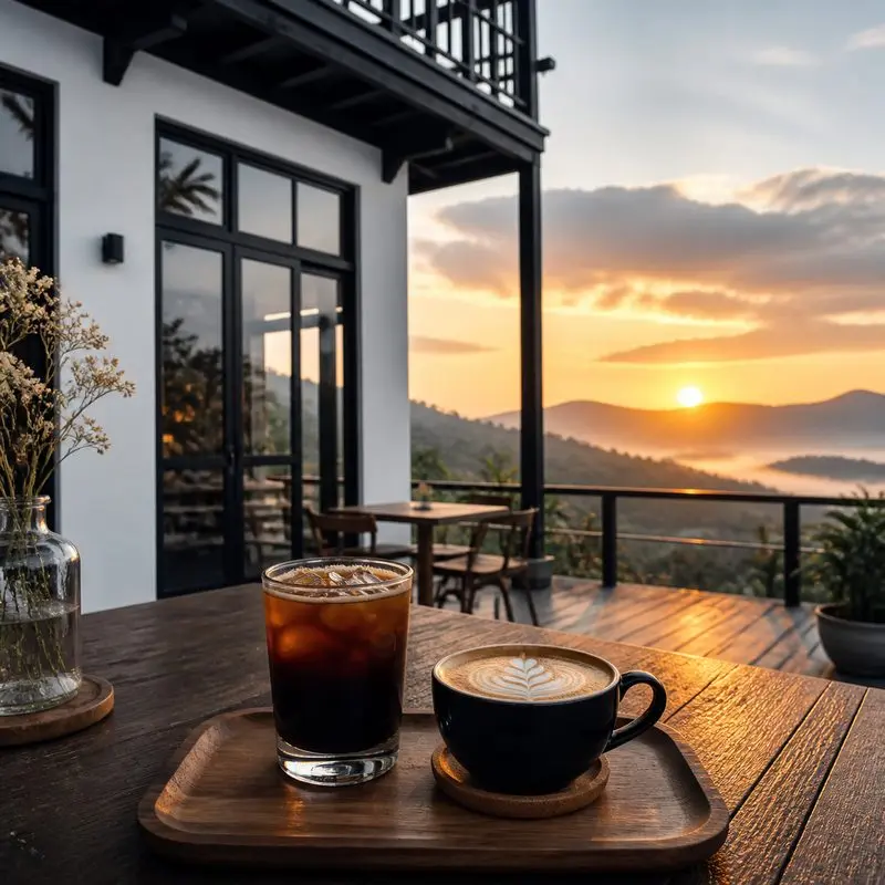 Tiệm Cà Phê Phía Tây Mặt Trời Đà Lạt: không gian Bắc Âu và hoàng hôn