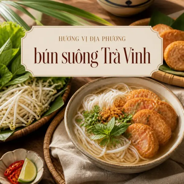 Bún suông Trà Vinh và nét riêng từ chả tôm, nước lèo