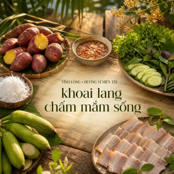 Khoai lang chấm mắm sống và nét ẩm thực dân dã Vĩnh Long